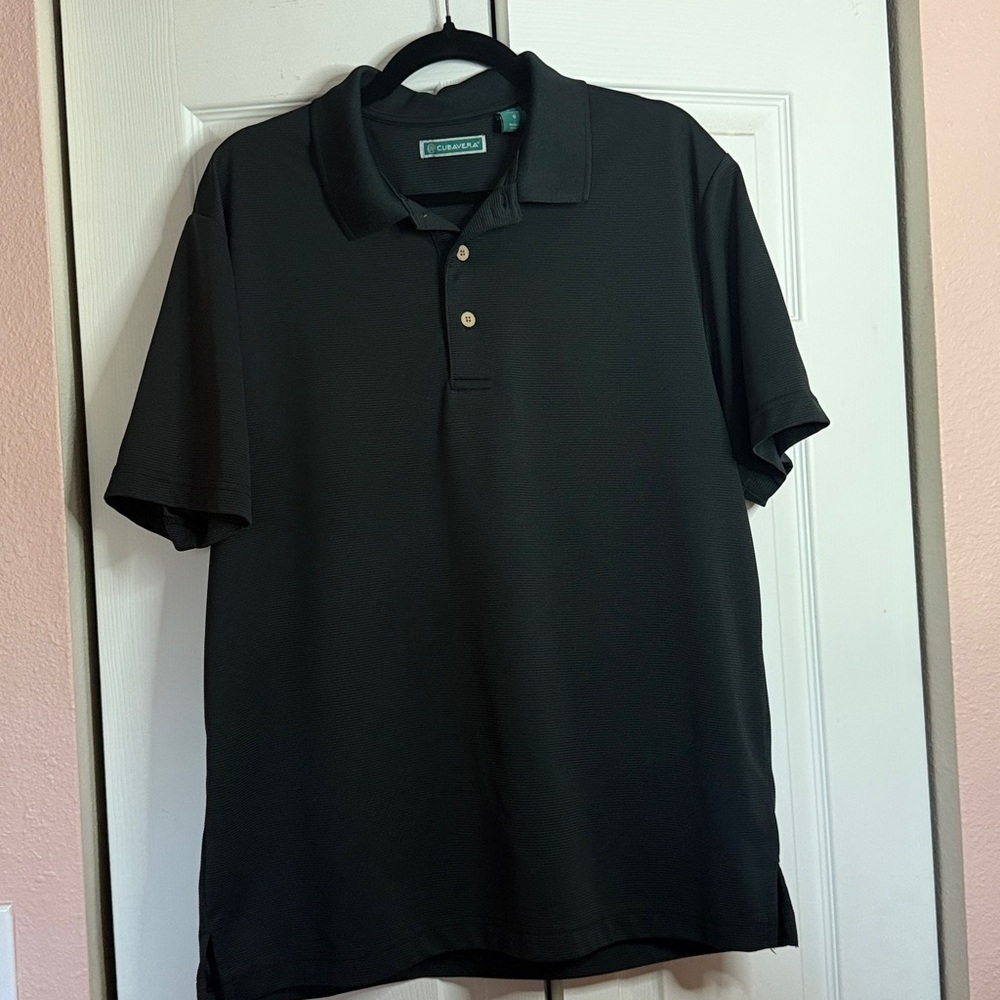 Men’s Cubavera Black Ribbed  Polo Shirt size L